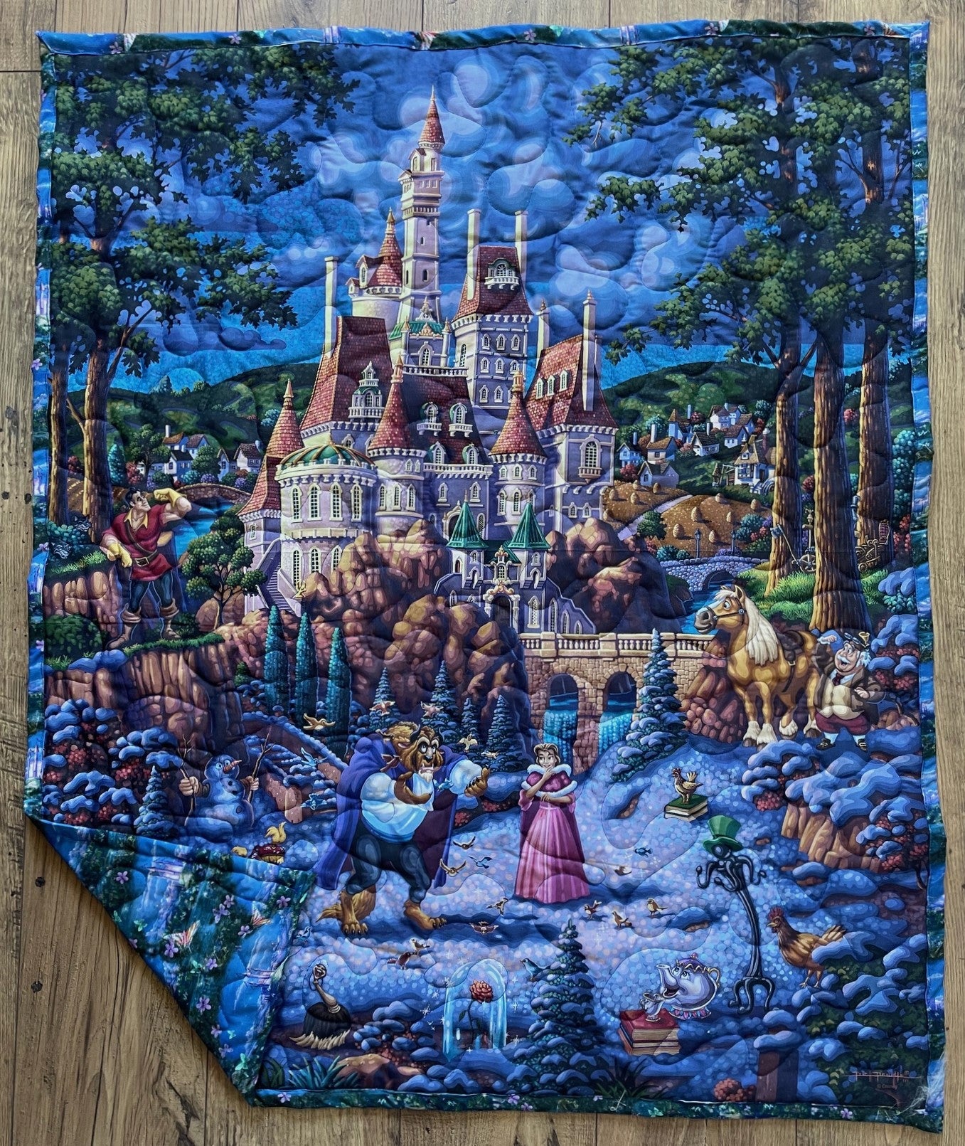 BEAUTY AND THE BEAST Inspired Quilted Blanket 36"x44" DIGITAL PRINTED FABRIC