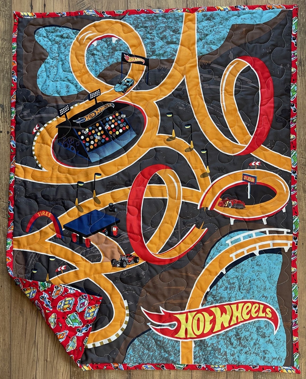HOT WHEELS CARS RACE TRACK INSPIRED QUILTED BLANKET