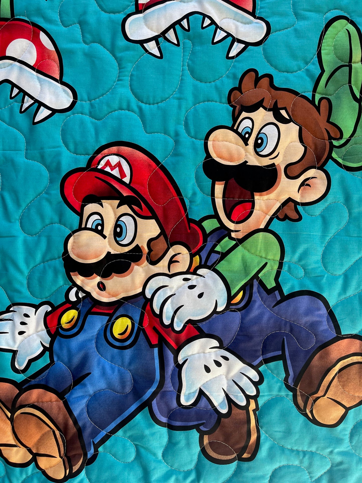 NINTENDO SUPER MARIO BROTHERS VIDEO GAME MARIO AND LUIGI INSPIRED QUILTED BLANKET
