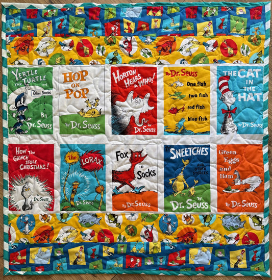 DR. SEUSS CLASSIC BOOKS Inspired Quilted Blanket