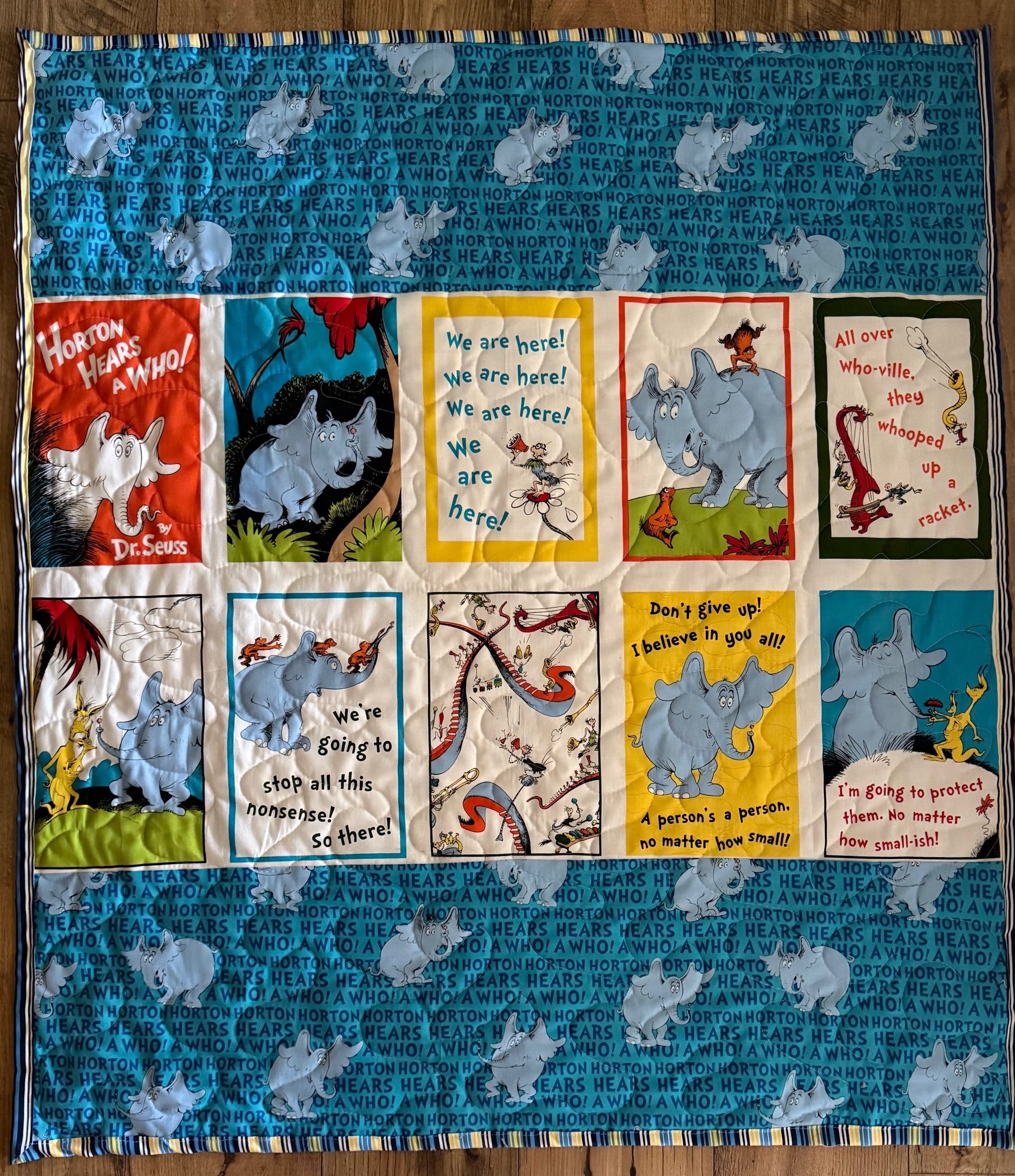 DR SEUSS CLASSIC BOOK HORTON HEARS A WHO! INSPIRED QUILTED BLANKET 39"X44"