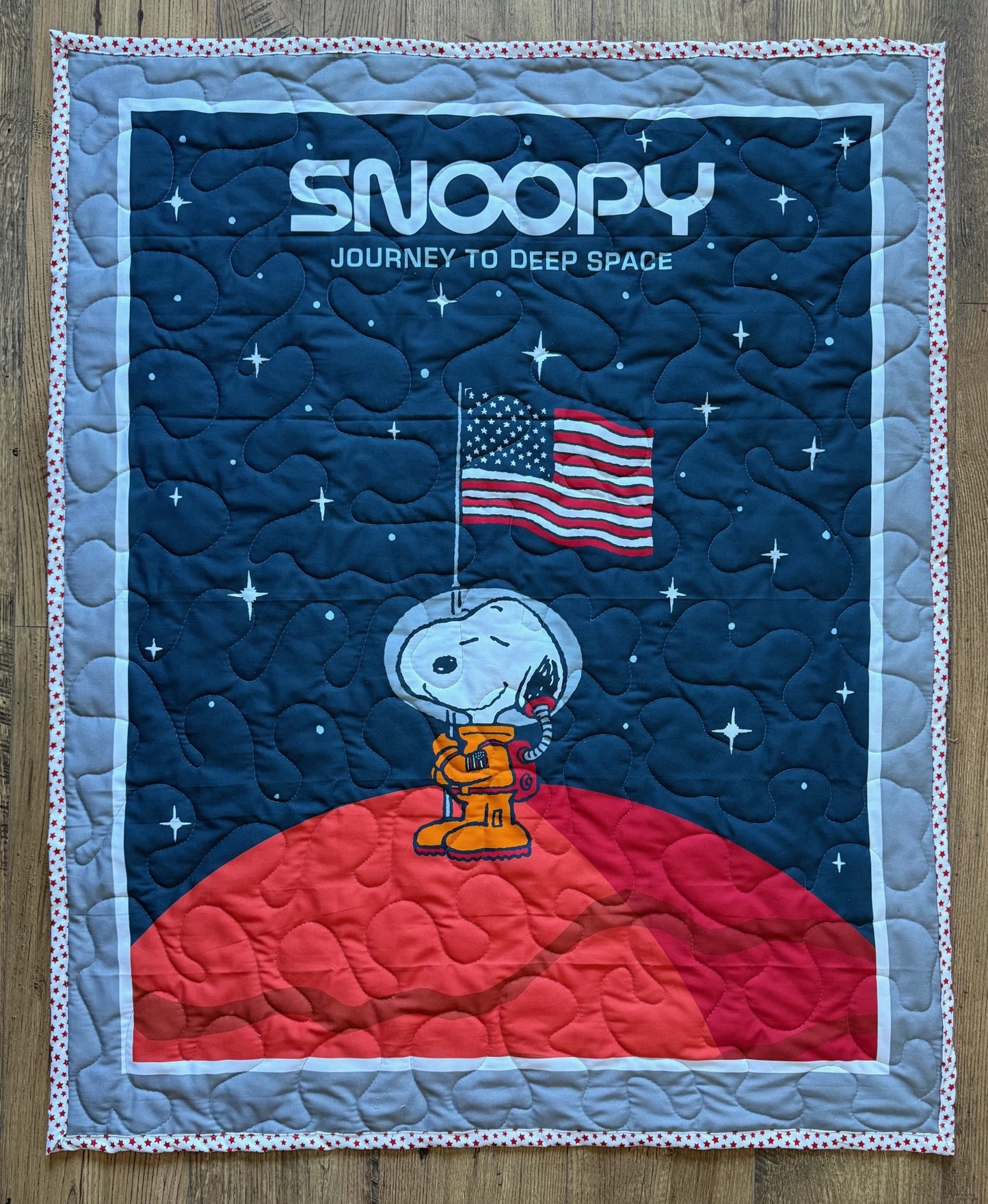 PEANUTS SNOOPY *JOURNEY TO DEEP SPACE* ASTRONAUT Inspired Quilted Blanket