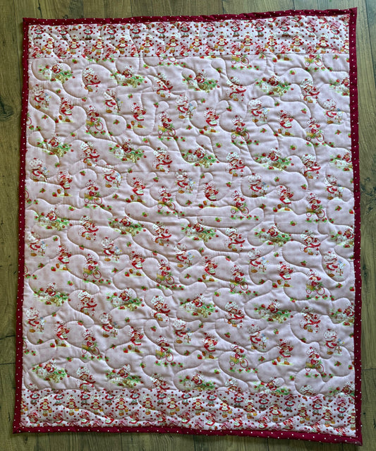 VINTAGE STRAWBERRY SHORTCAKE INSPIRED QUILTED BLANKET