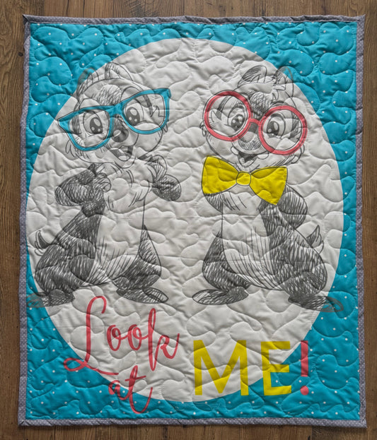 DISNEY CHIP & DALE *LOOK AT ME!* INSPIRED QUILTED BLANKET
