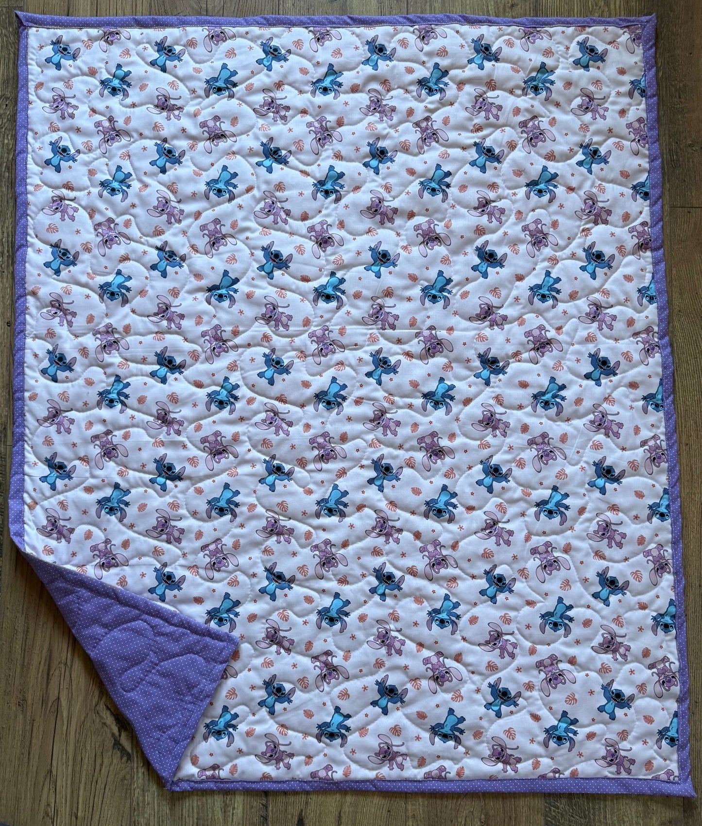 STITCH & ANGEL INSPIRED LILO & STITCH CARTOON Quilted Blanket