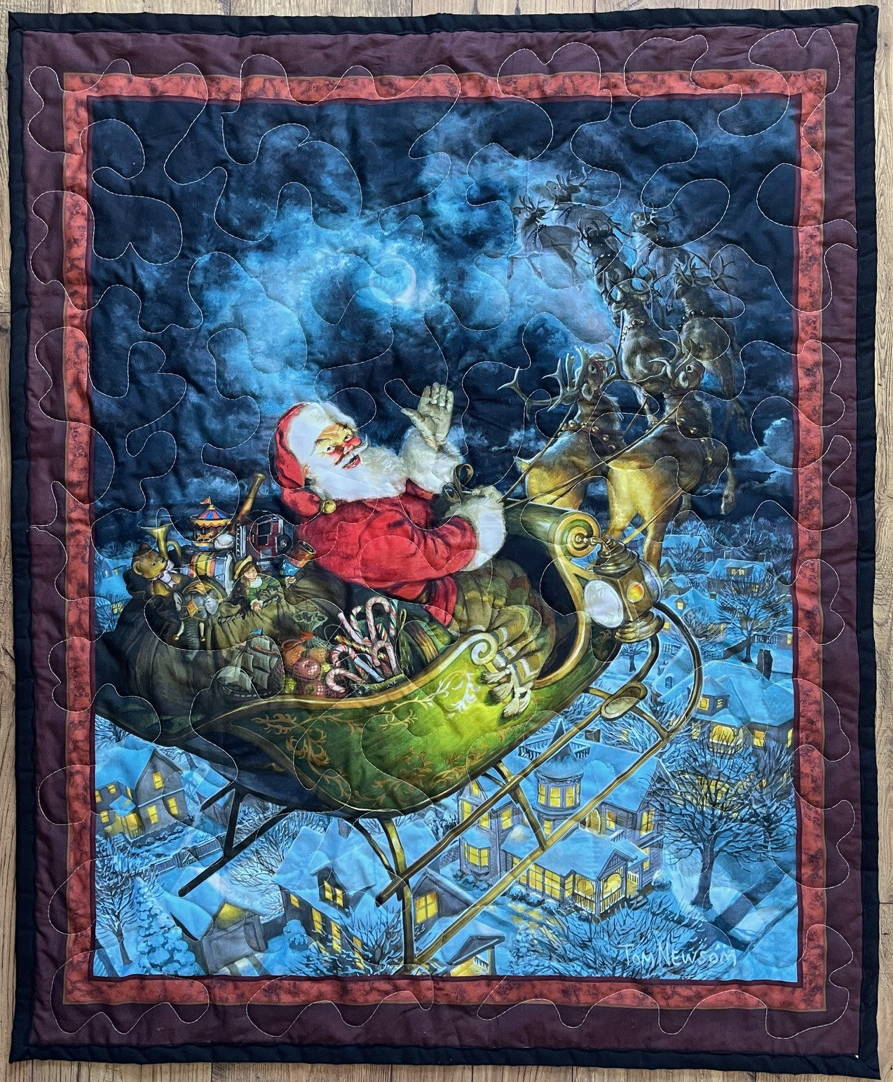 SANTA CLAUS IS COMING TO TOWN Inspired Quilted Blanket NIGHT BEFORE CHRISTMAS