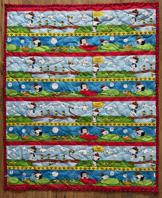 PEANUTS OUTDOORS SNOOPY WOODSTOCK MARCIE *CAMP PEANUTS* Inspired Quilted Blanket
