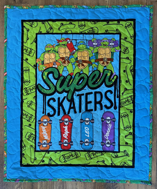 TEENAGE MUTANT NINJA TURTLES SUPER SKATERS TMNT INSPIRED QUILTED BLANKET