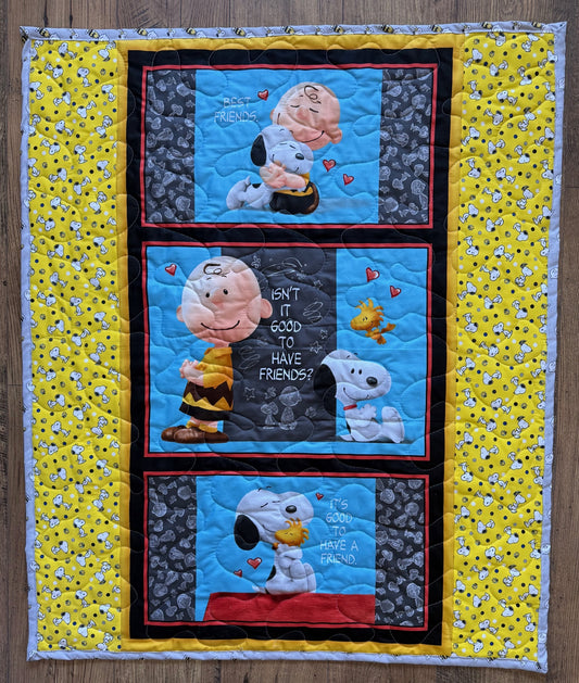 PEANUTS CHARLIE BROWN, SNOOPY & WOODSTOCK *BEST FRIENDS* Inspired Quilted Blanket