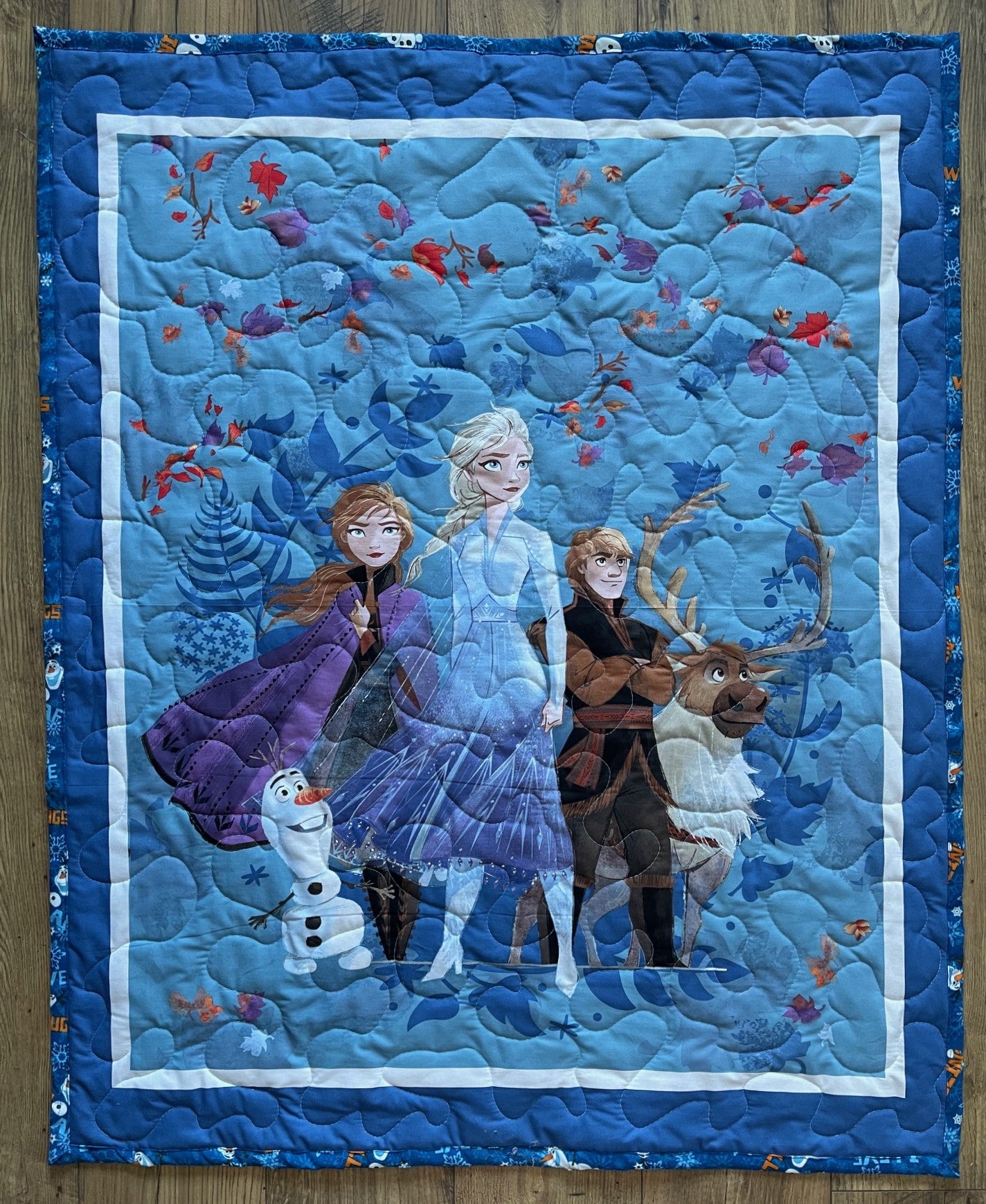 FROZENS SISTERS ANNA ELSA OLAF KRISTOFF Inspired Quilted Blanket