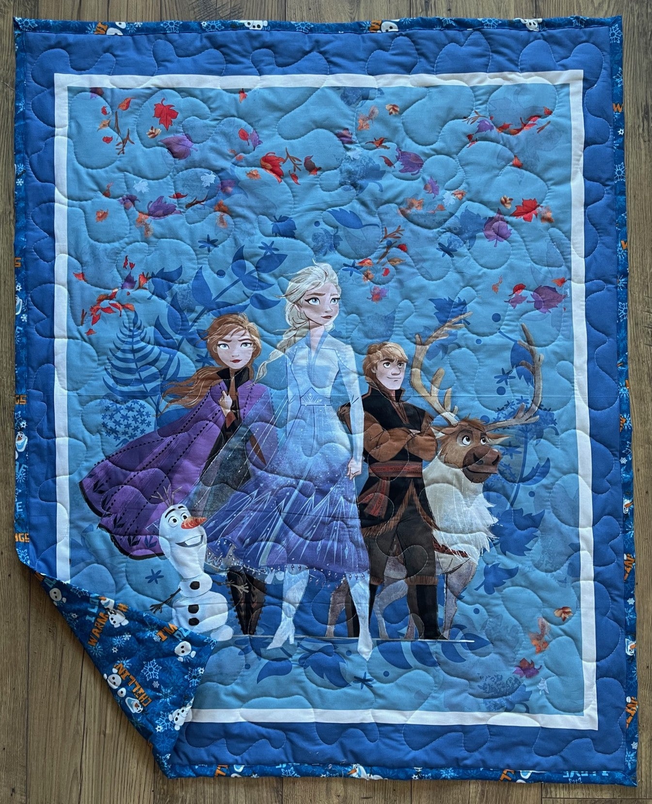 FROZENS SISTERS ANNA ELSA OLAF KRISTOFF Inspired Quilted Blanket