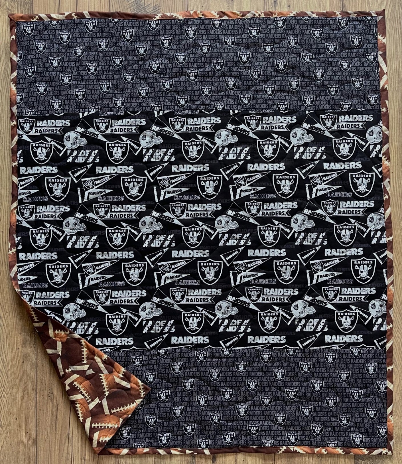 LAS VEGAS RAIDERS FOOTBALL inspired Quilted Blanket