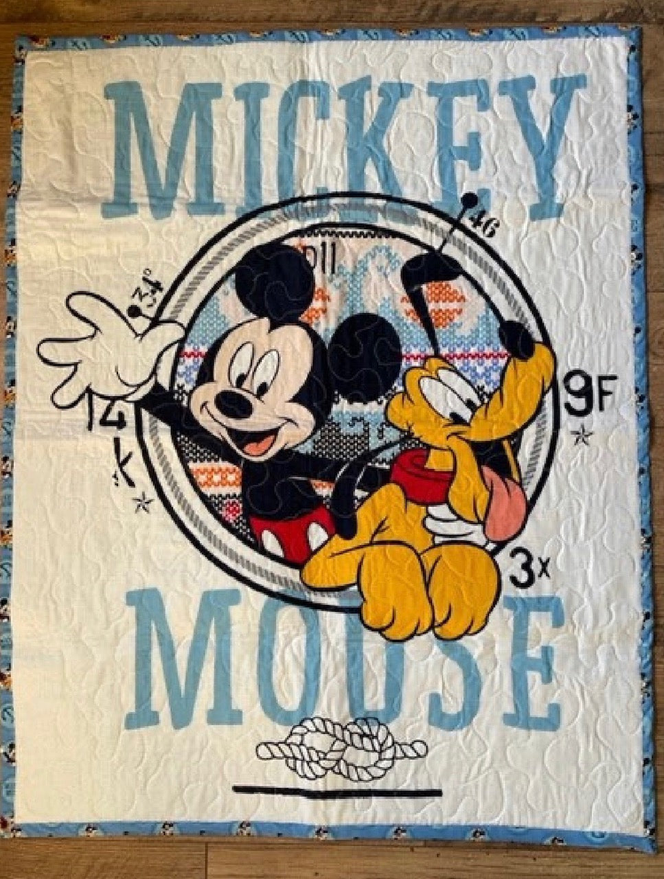 NAUTICAL MICKEY & PLUTO PORTHOLE QUILTED BLANKET