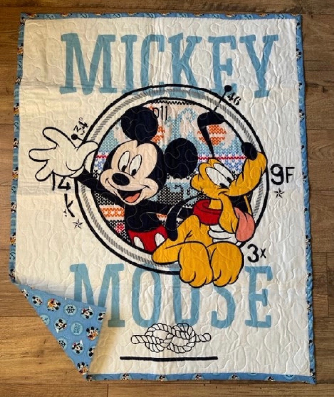 NAUTICAL MICKEY & PLUTO PORTHOLE QUILTED BLANKET