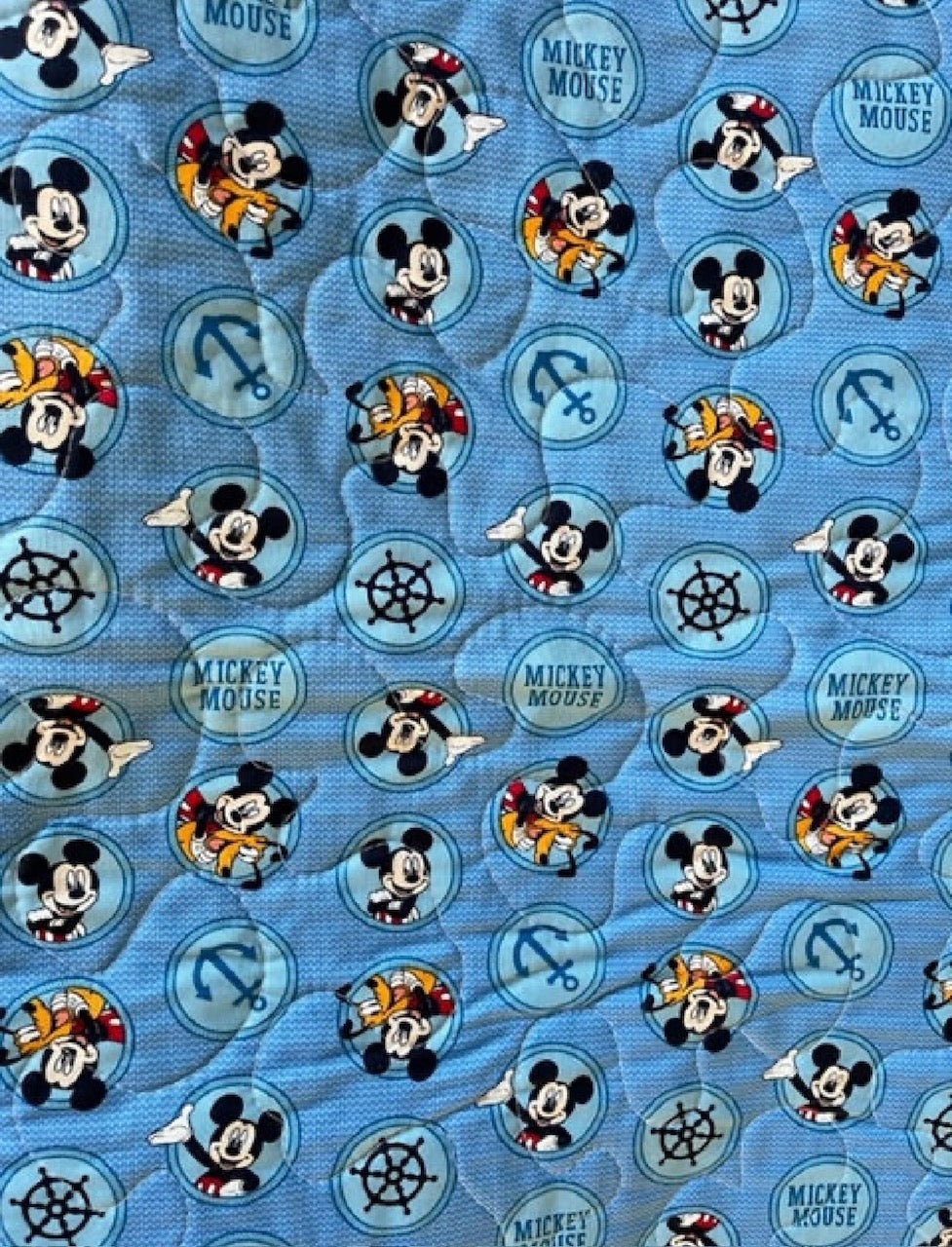 NAUTICAL MICKEY & PLUTO PORTHOLE QUILTED BLANKET