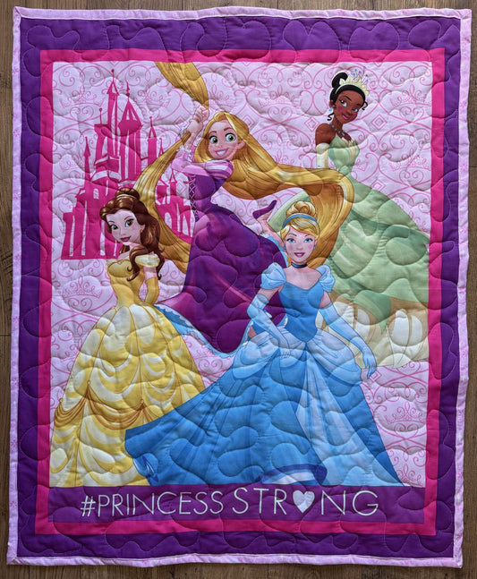 PRINCESSES #PRINCESS STRONG, BELLE, TIANA, CINDERELLA, RAPUNZEL Quilted Blanket