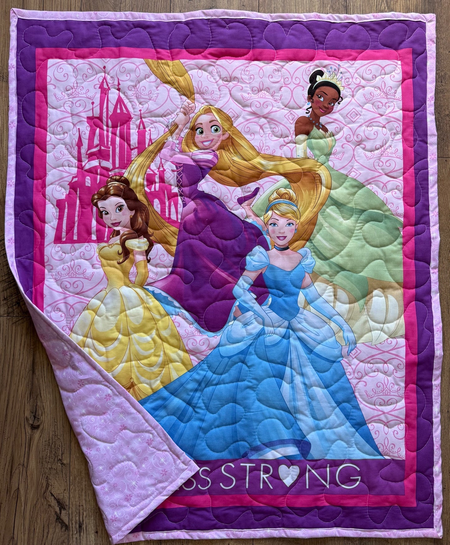 PRINCESSES #PRINCESS STRONG, BELLE, TIANA, CINDERELLA, RAPUNZEL Quilted Blanket