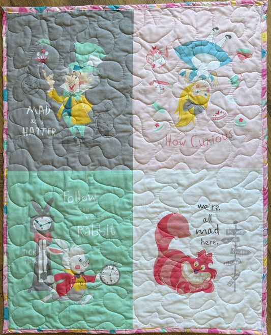 ALICE IN WONDERLAND CHARACTER BLOCKS Inspired Quilted Blanket