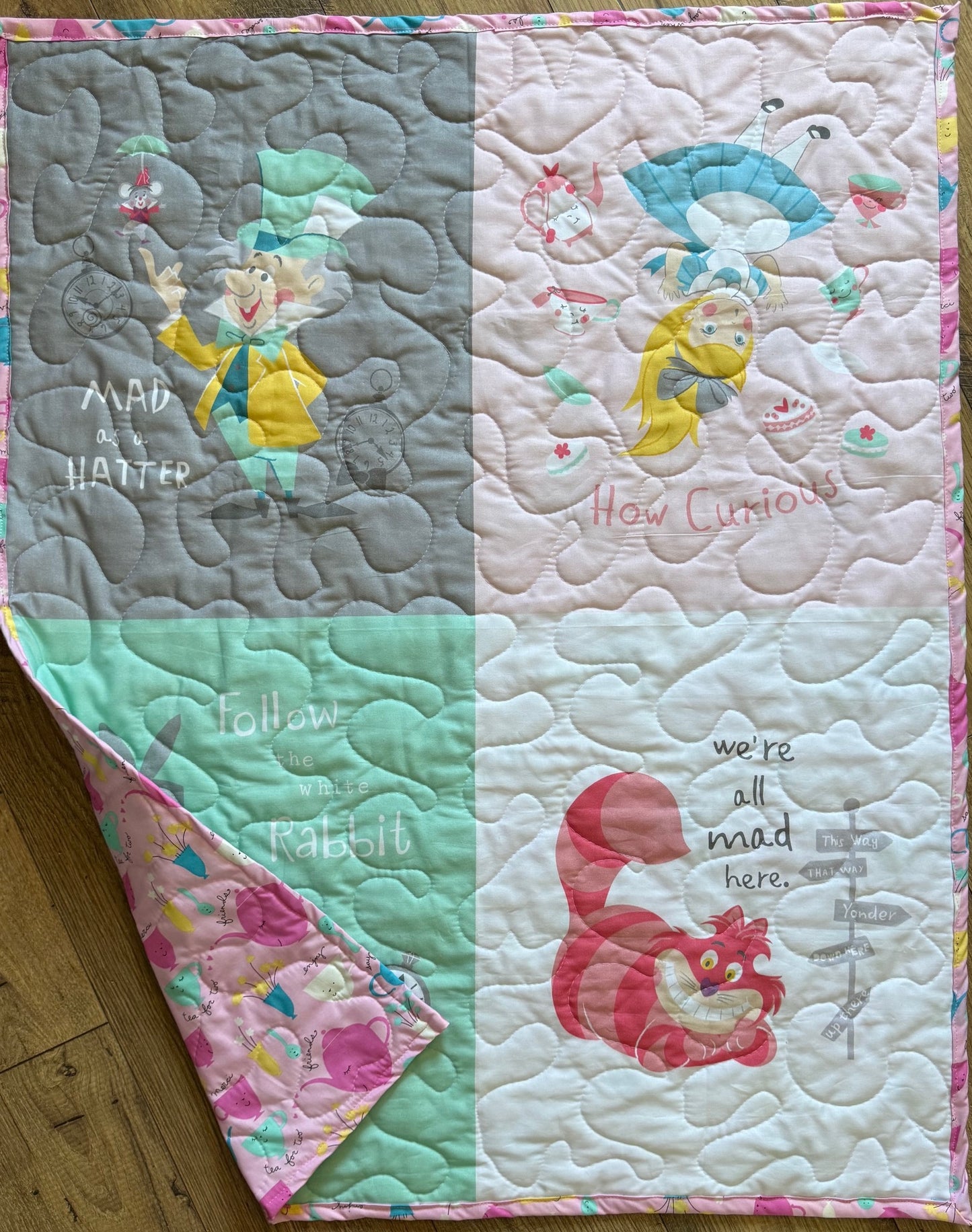ALICE IN WONDERLAND CHARACTER BLOCKS Inspired Quilted Blanket
