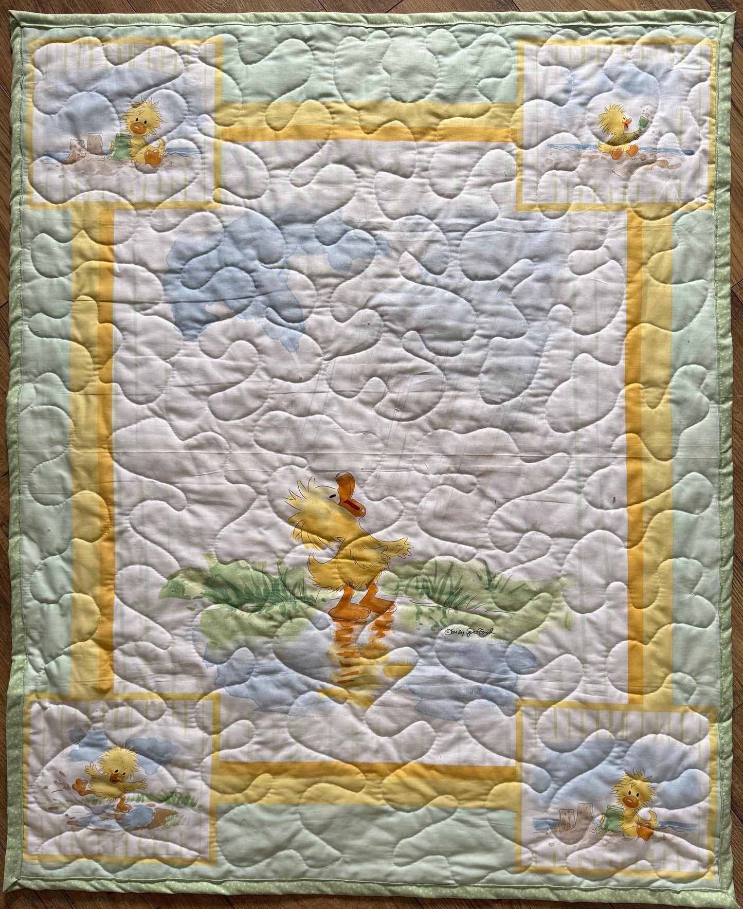 Raining Day Duck Puddle Fun Quilted Blanket