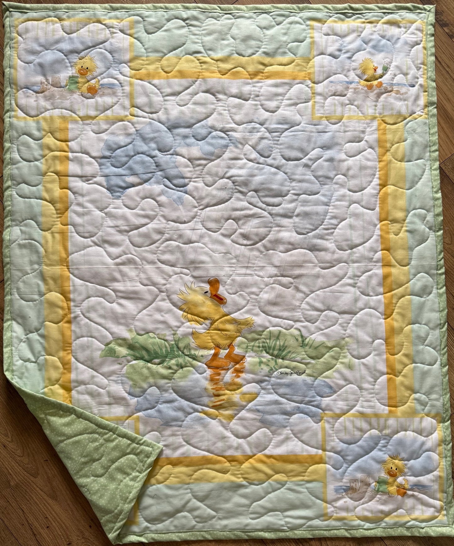 Raining Day Duck Puddle Fun Quilted Blanket