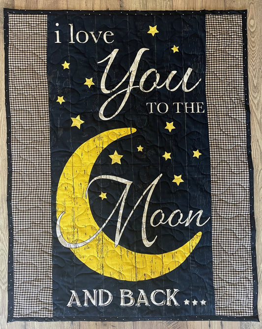 I LOVE YOU TO THE MOON AND BACK 36"X44" QUILTED BLANKET