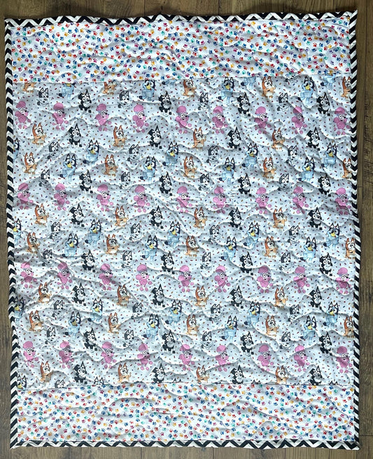 BLUEY CHARACTERS Inspired BLUEY CARTOON Quilted Blanket