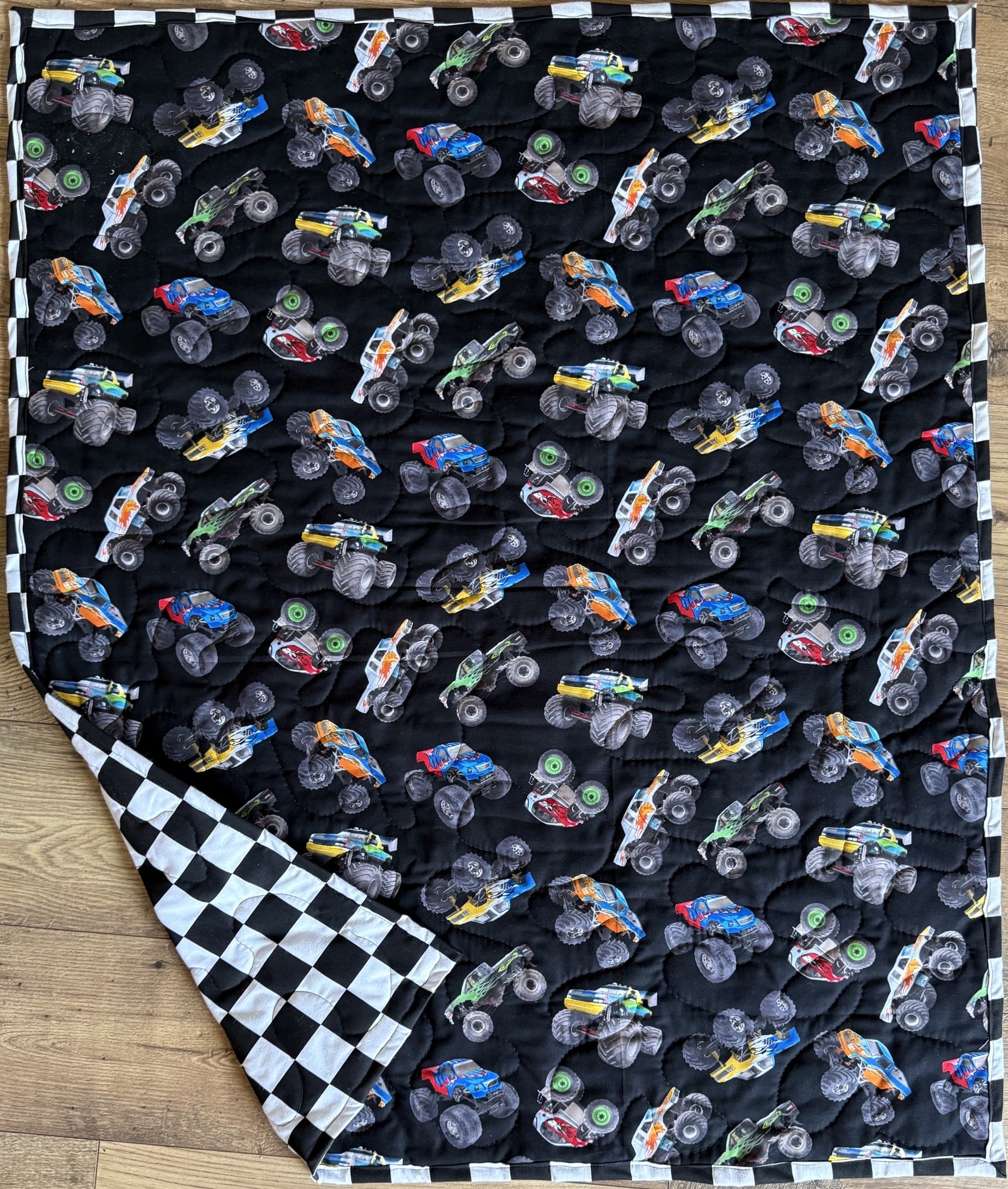 MONSTER TRUCKS INSPIRED QUILTED BLANKET