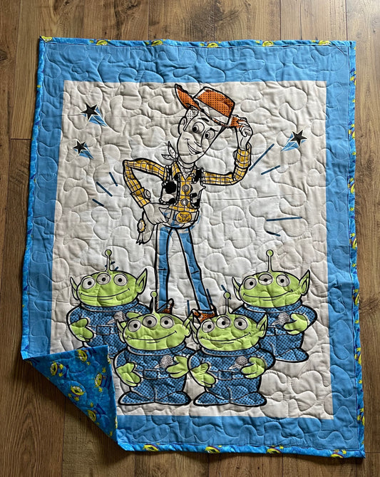 TOY STORY SHERIFF WOODY & THE ALIENS INSPIRED QUILTED BLANKET