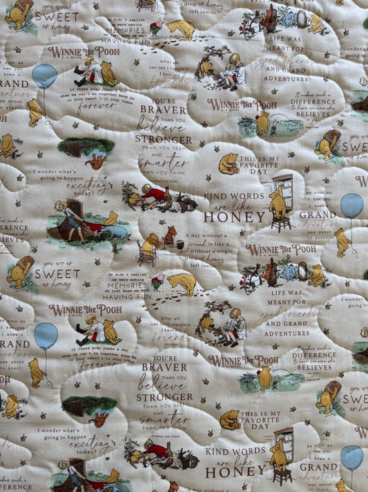 CLASSIC WINNIE THE POOH BOOK QUOTES FABRIC INSPIRED QUILTED BLANKET