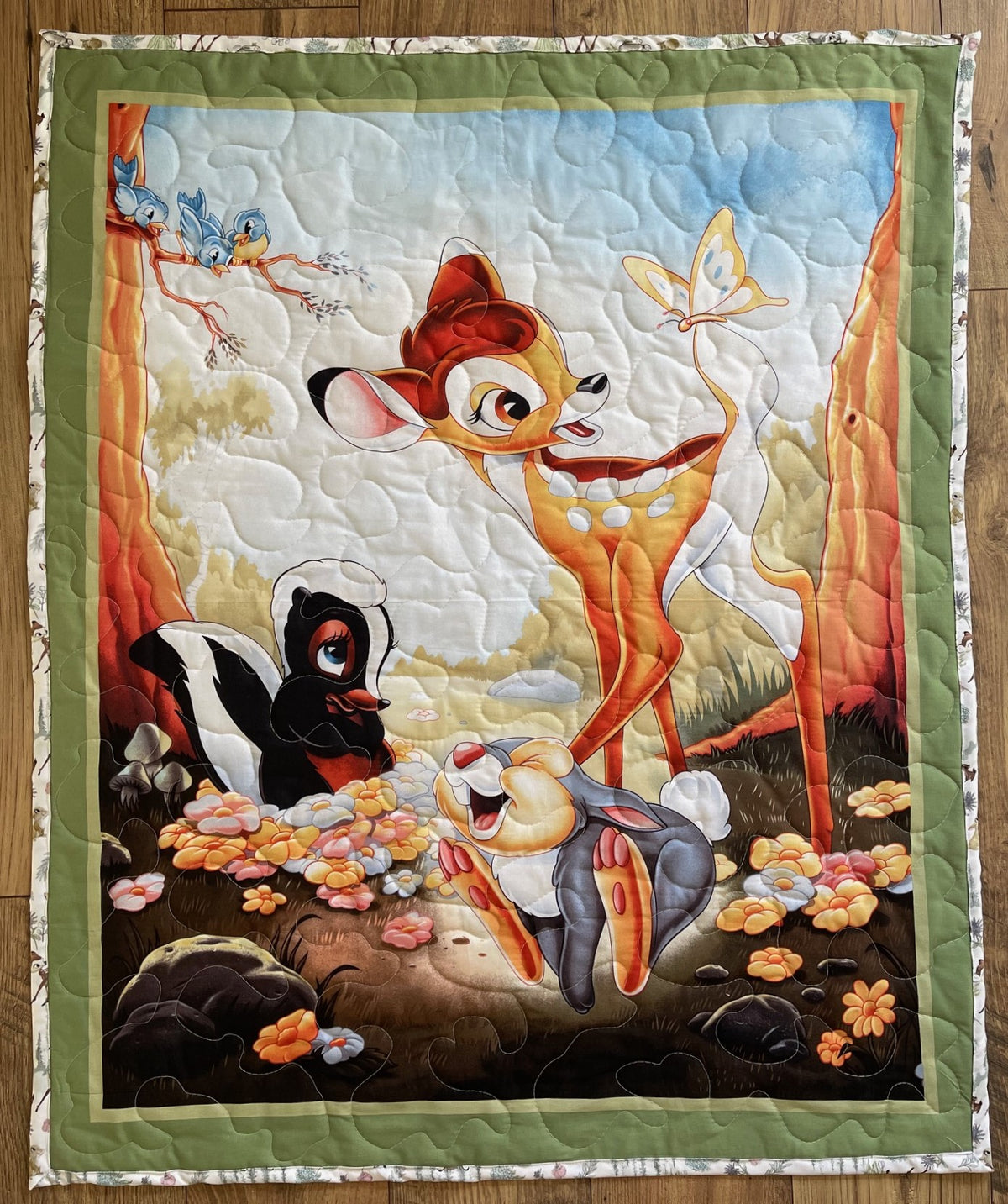 CLASSIC BAMBI THUMPER FLOWER IN THE MEADOW QUILTED BLANKET