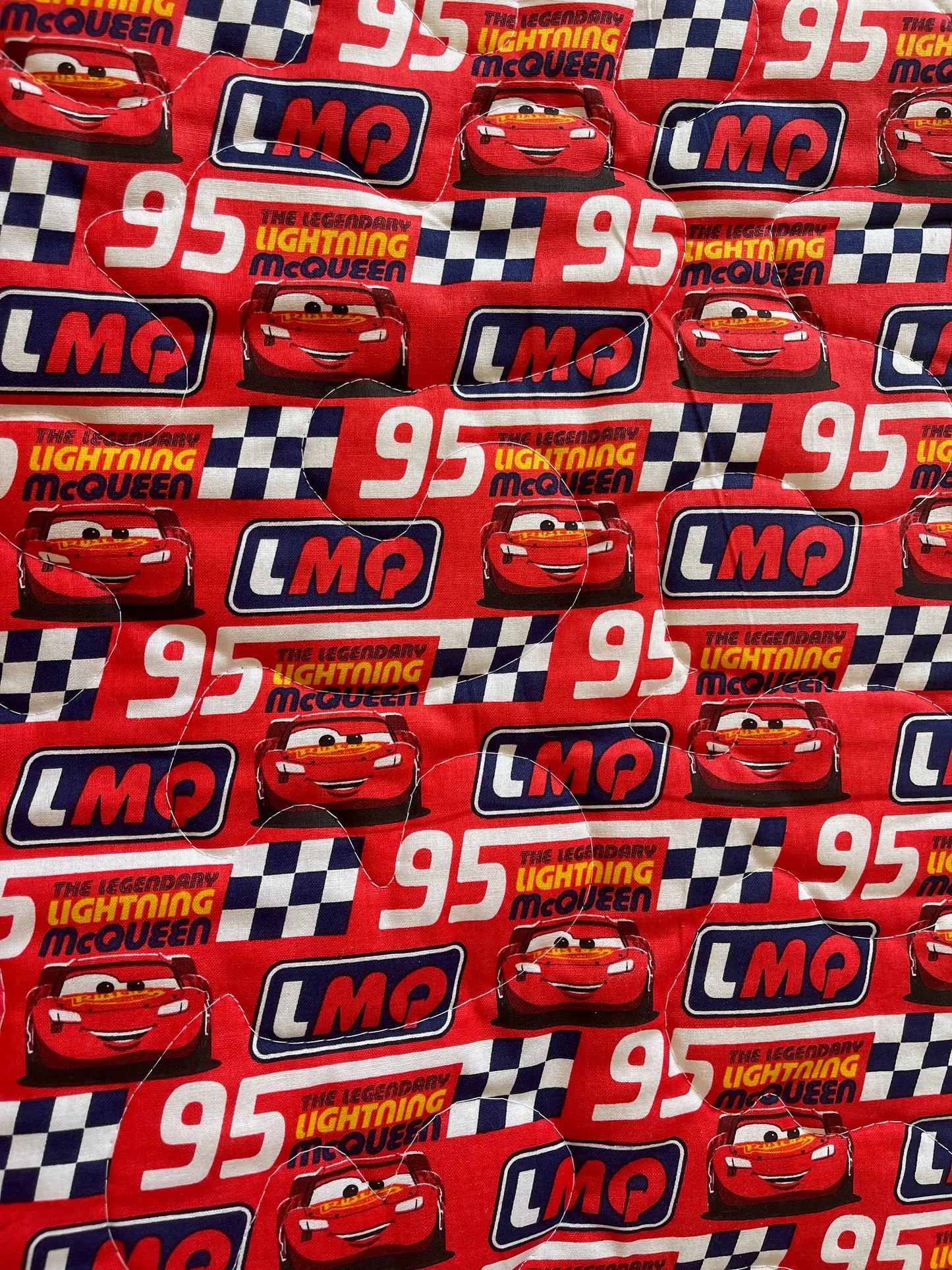 CARS LIGHTNING MC QUEEN 95 INSPIRED Quilted Blanket TRACK STAR Reversible Blanket