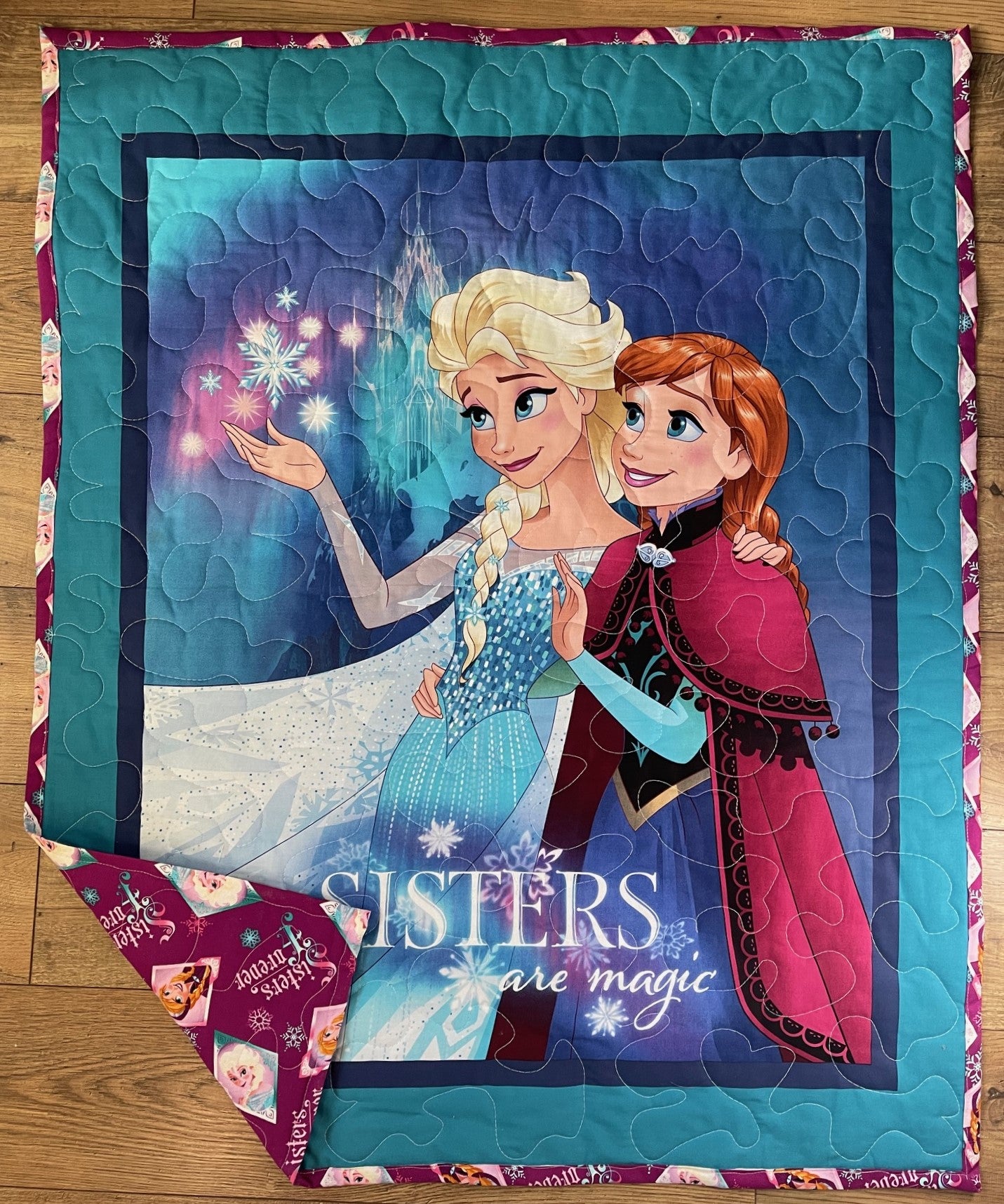 FROZENS SISTERS ARE MAGIC ANNA & ELSA Inspired Quilted Blanket