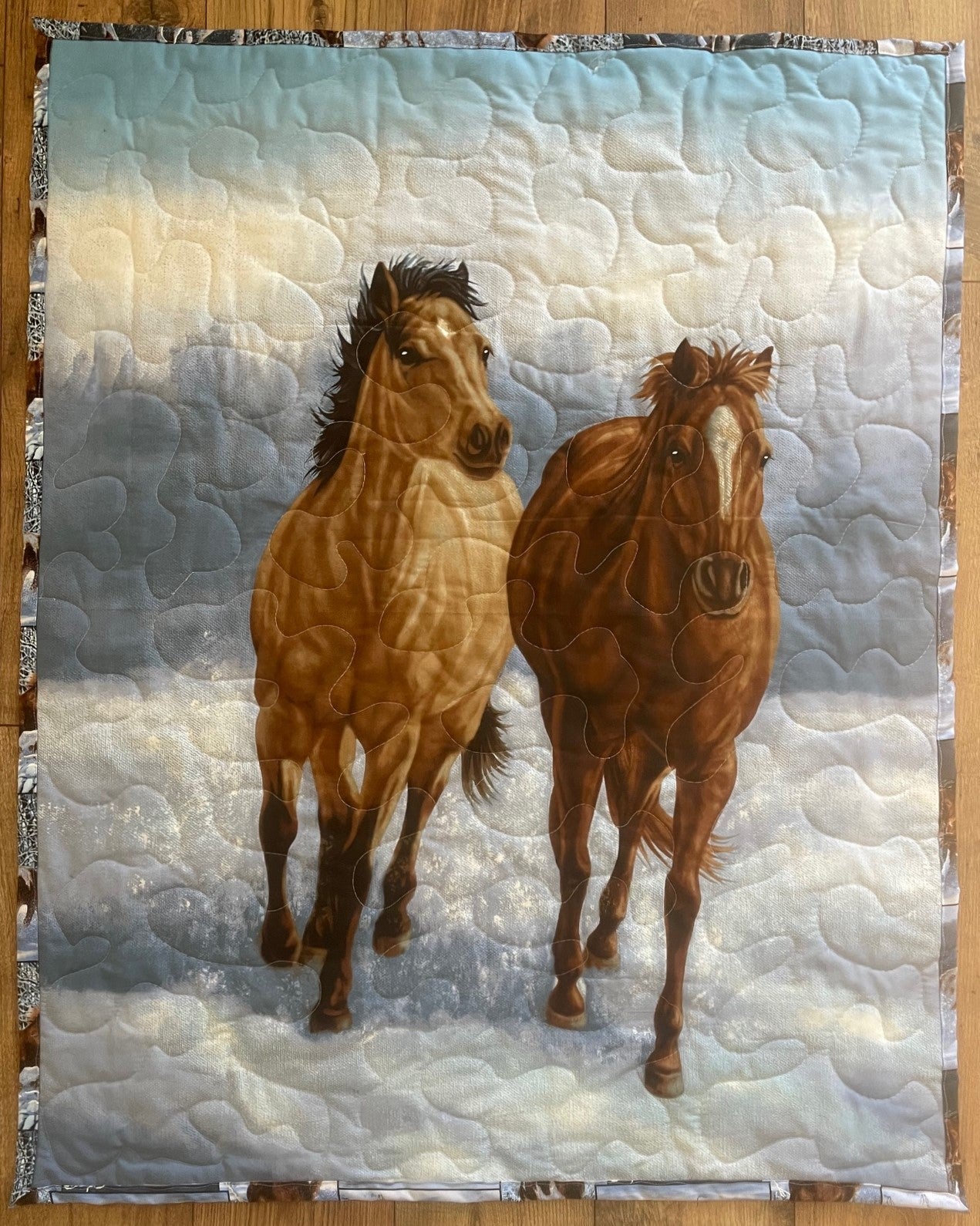 HORSE WHISPERER WILD HORSES REVERSIBLE QUILTED BLANKET