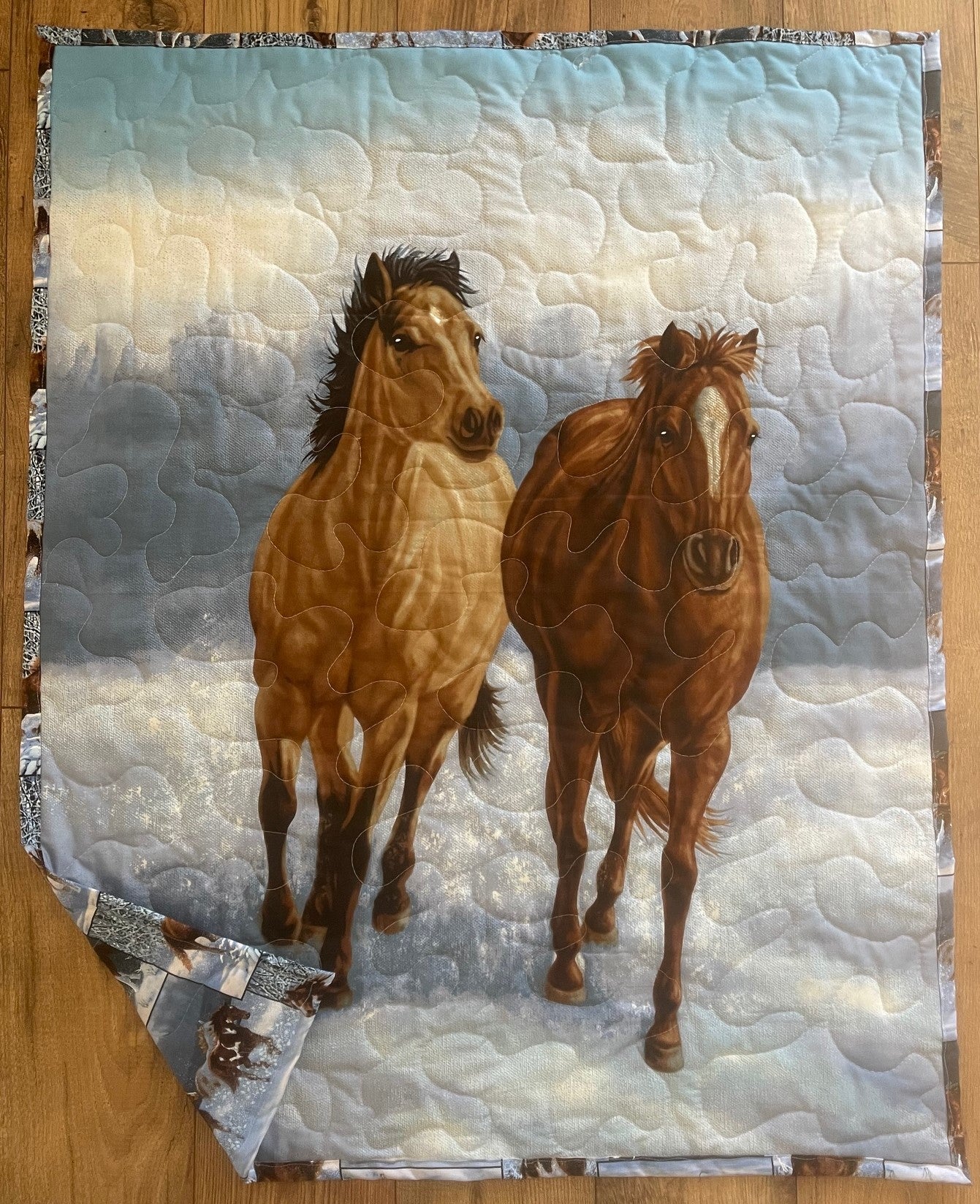 HORSE WHISPERER WILD HORSES REVERSIBLE QUILTED BLANKET