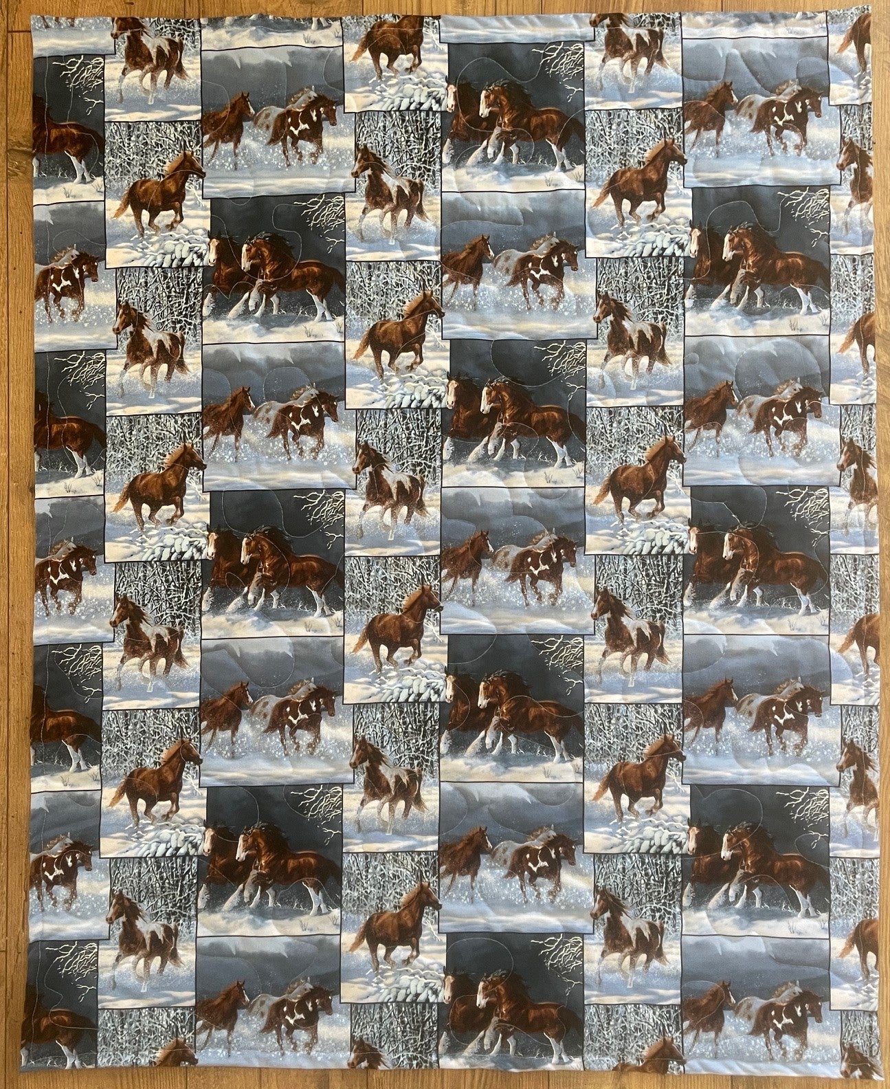 HORSE WHISPERER WILD HORSES REVERSIBLE QUILTED BLANKET