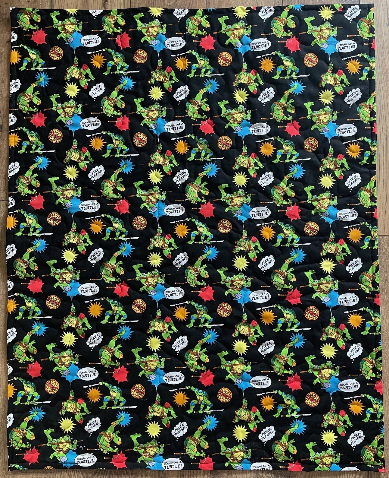 TEENAGE MUTANT NINJA TURTLES COWABUNGA SKATERBOARDERS TMNT INSPIRED QUILTED REVERSIBLE BLANKET