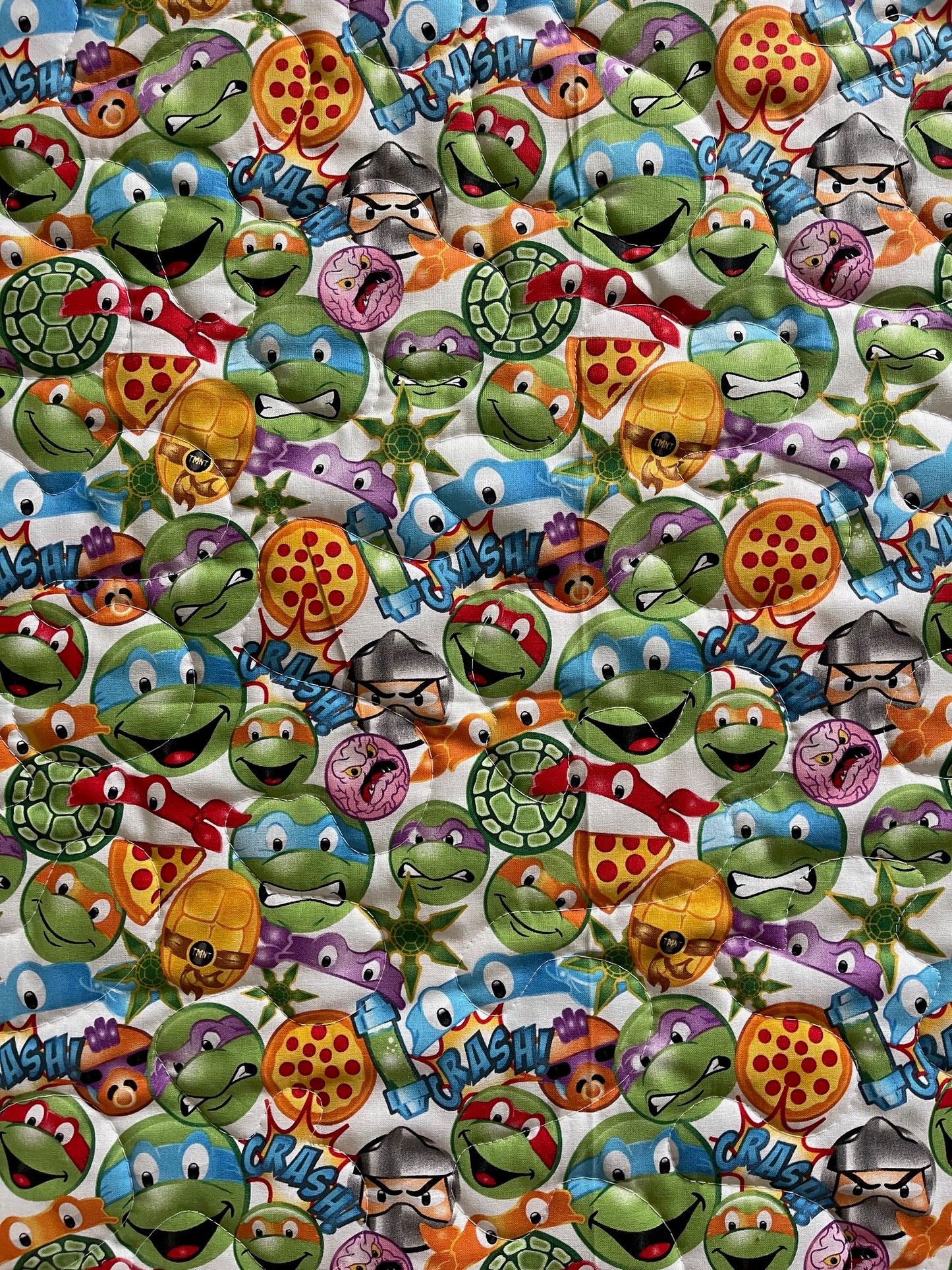 TEENAGE MUTANT NINJA TURTLES *WHO WANTS PIZZA?* TMNT INSPIRED QUILTED REVERSIBLE BLANKET