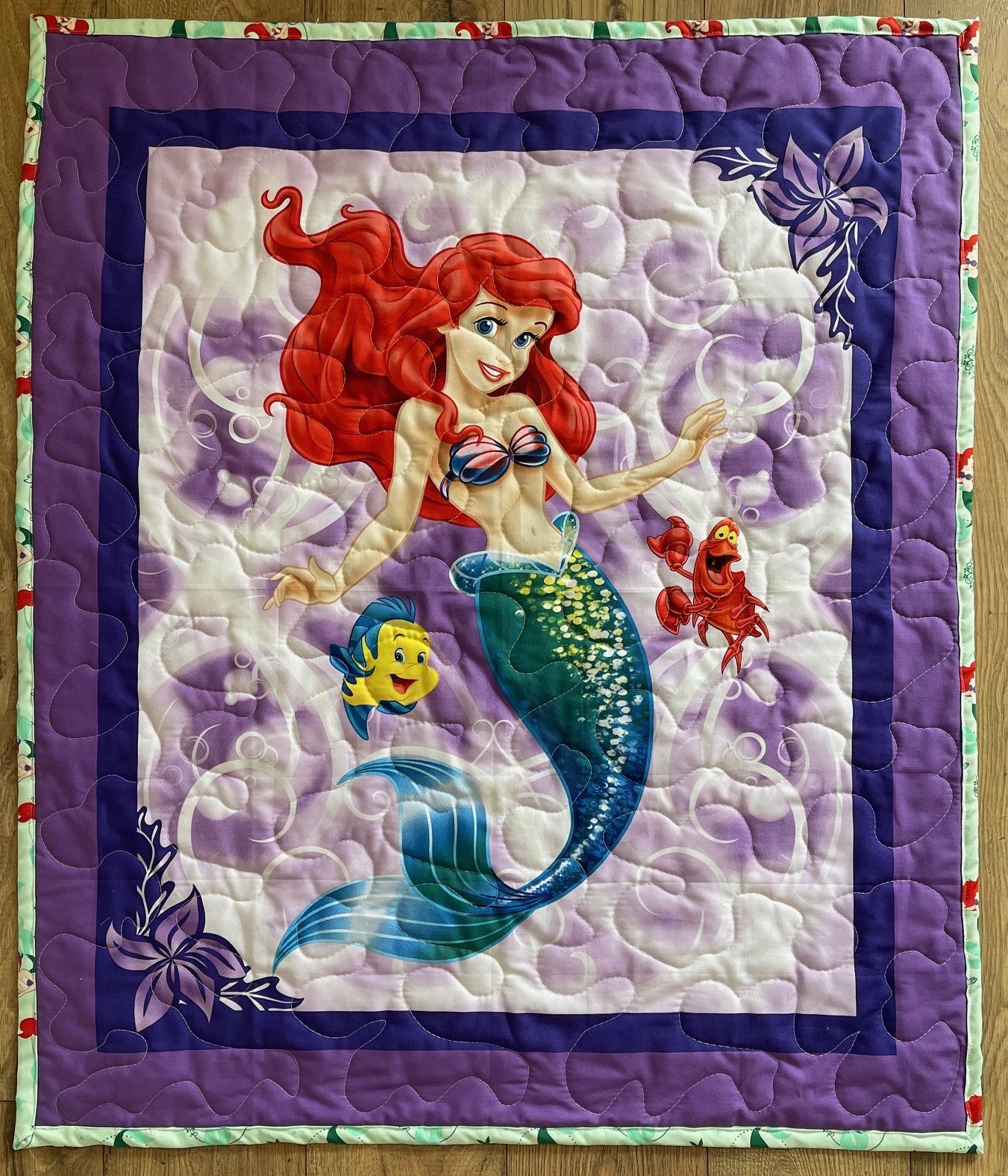 LITTLE MERMAID Inspired ARIEL AND FRIENDS Quilted Blanket 1 AVAILABLE