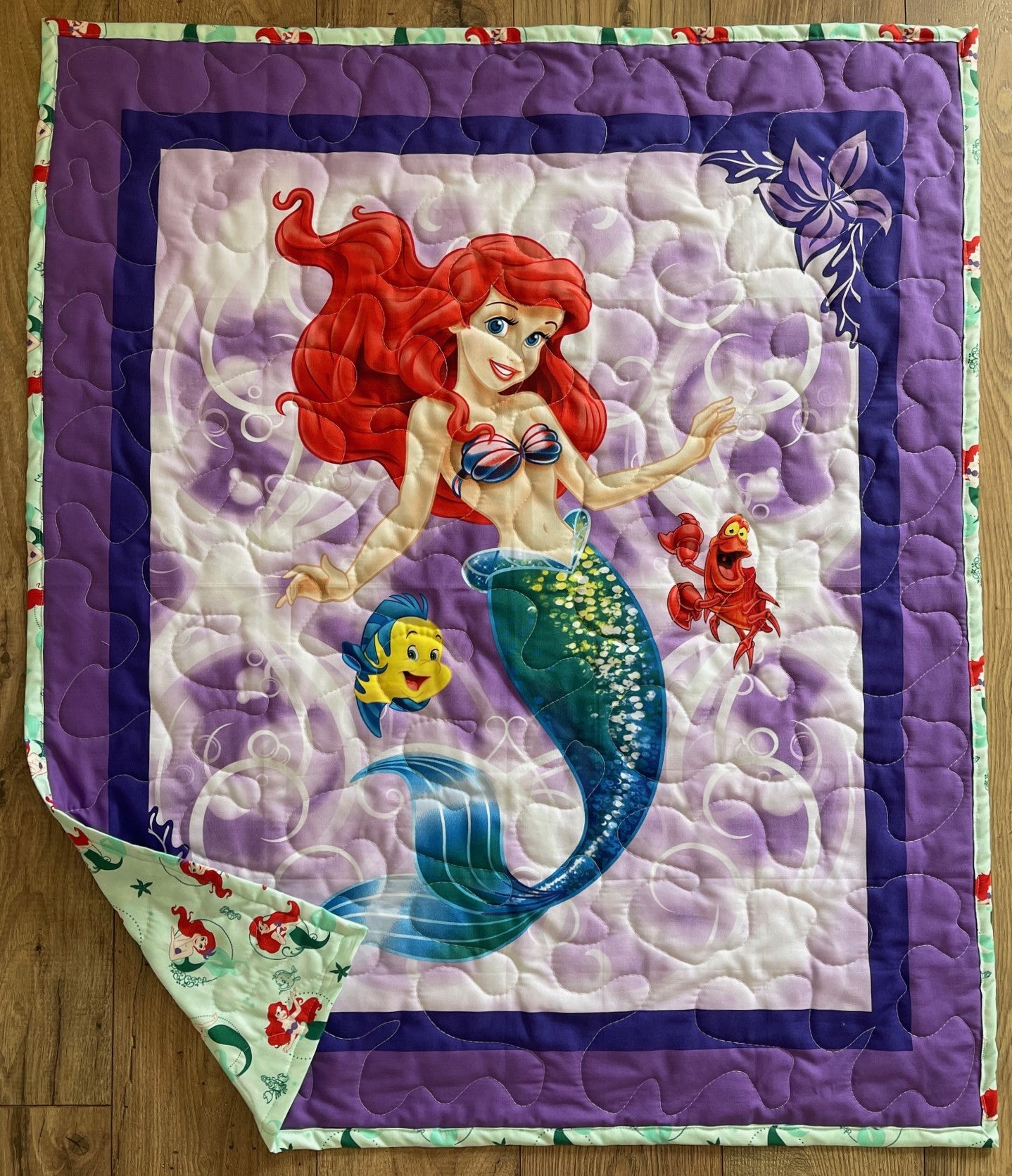 LITTLE MERMAID Inspired ARIEL AND FRIENDS Quilted Blanket 1 AVAILABLE