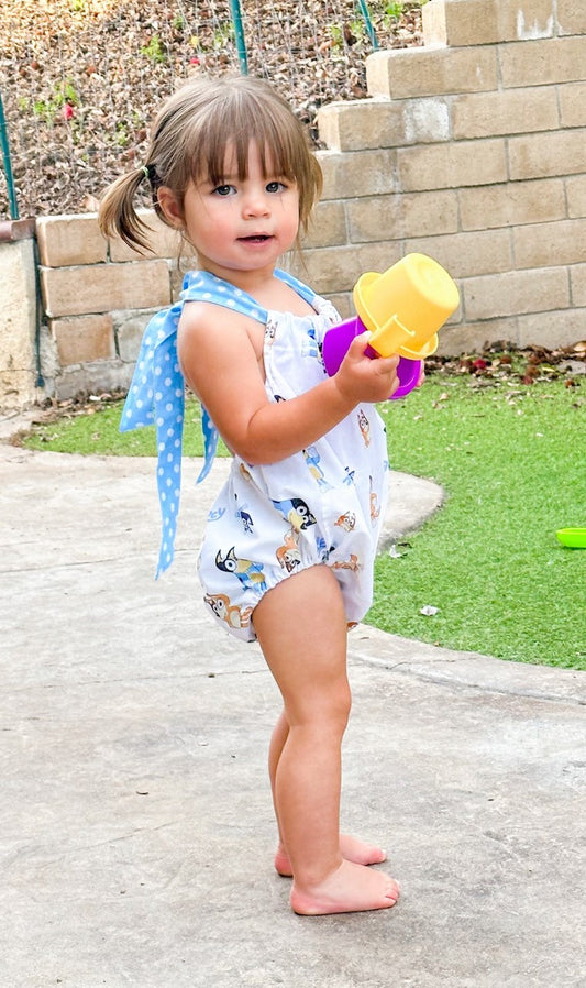 Infant & Toddler Girl's Beachy BLUEY CARTOON BLUEY & BINGO Sunsuit Halter Top Romper