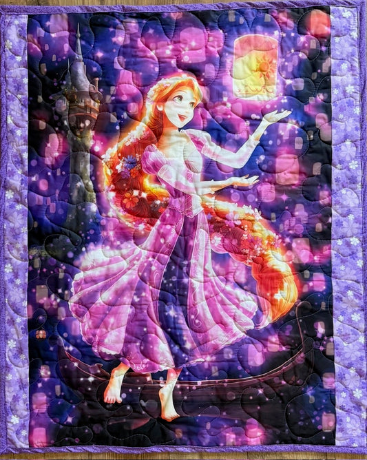 TANGLED RAPUNZEL LANTERN Quilted Blanket Digitally Printed