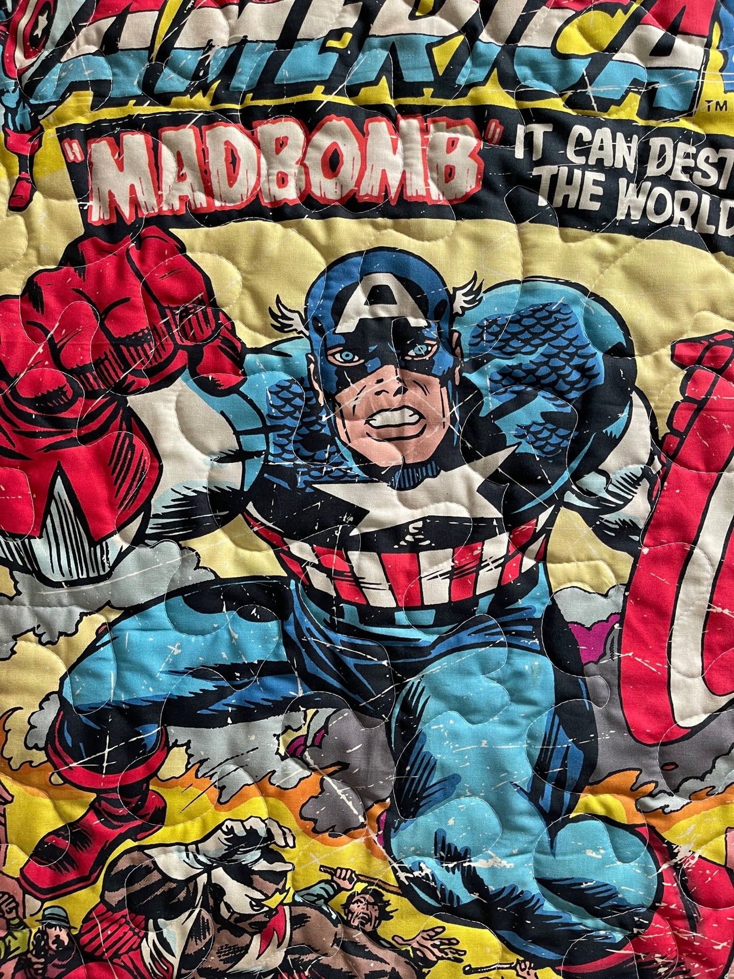CAPTAIN AMERICA COMIC BOOK SUPERHERO INSPIRED Quilted Blanket