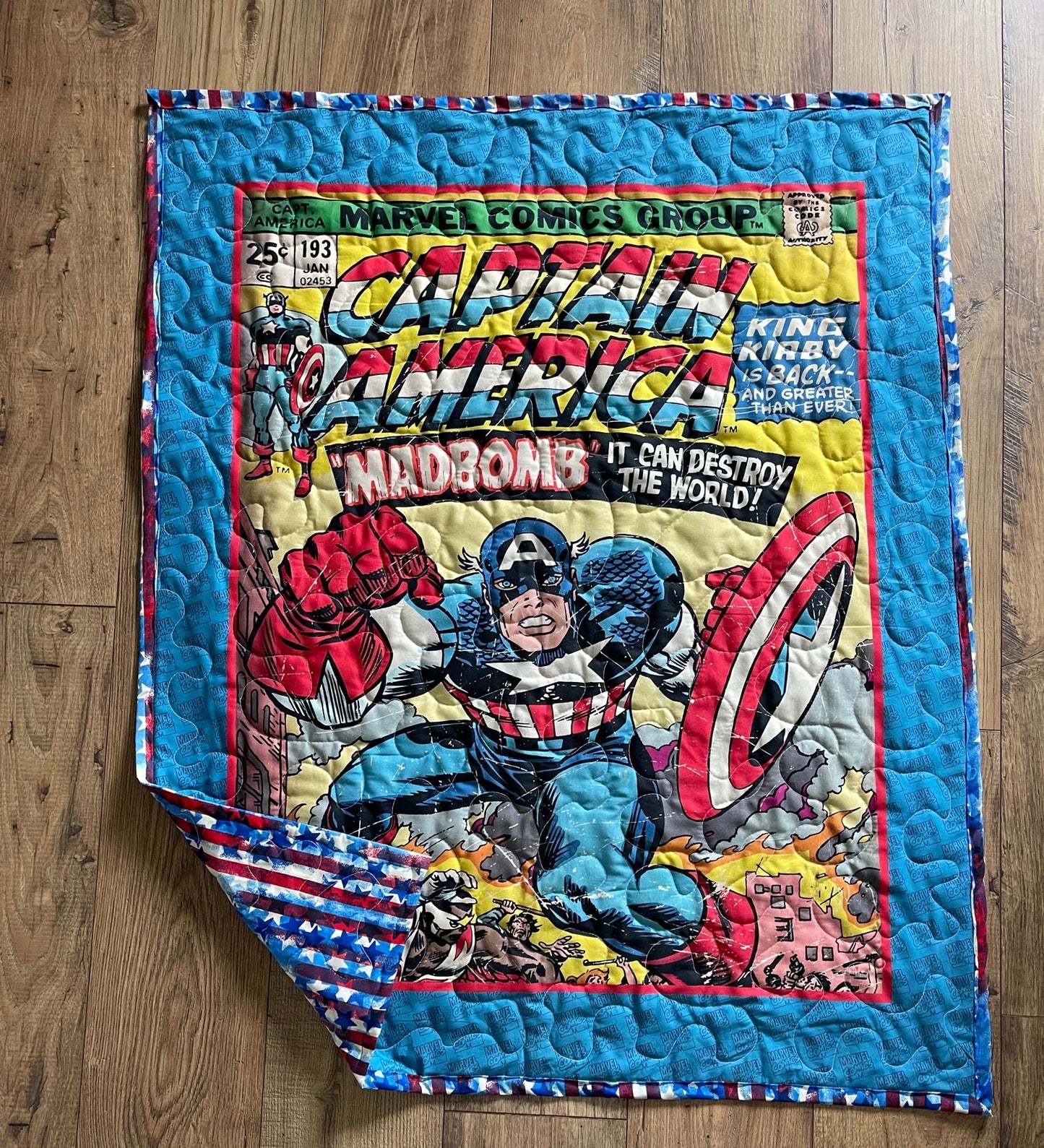 CAPTAIN AMERICA COMIC BOOK SUPERHERO INSPIRED Quilted Blanket