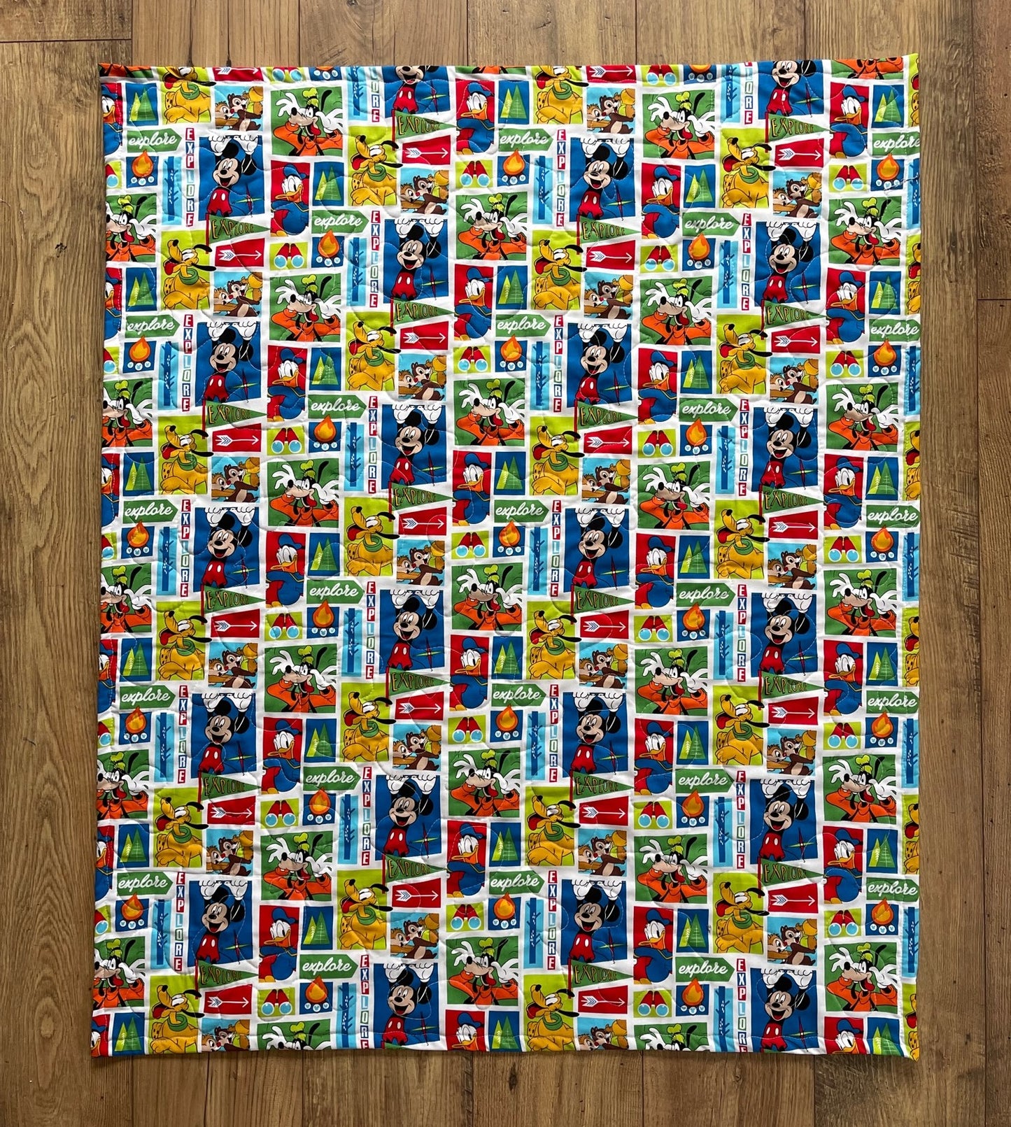 MICKEY MOUSE, GOOFY, CHIP & DALE, DONALD DUCK EXPLORE OUTSIDE Inspired Quilted Blanket