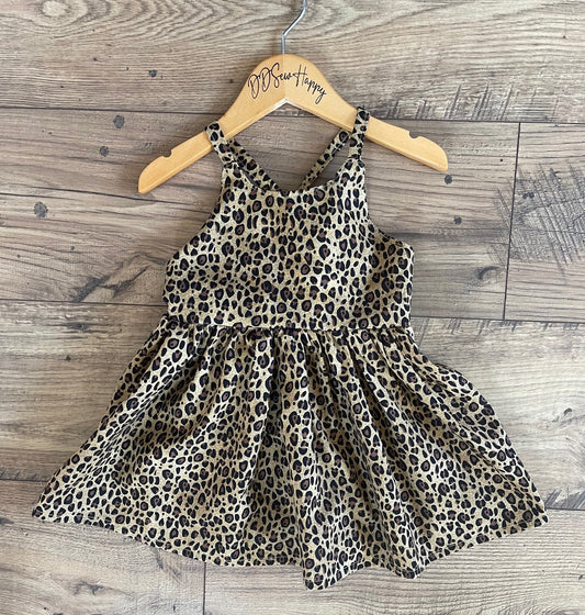 Girls Infant Toddler Leopard Animal Skin Boho Sundress Dress tie back style