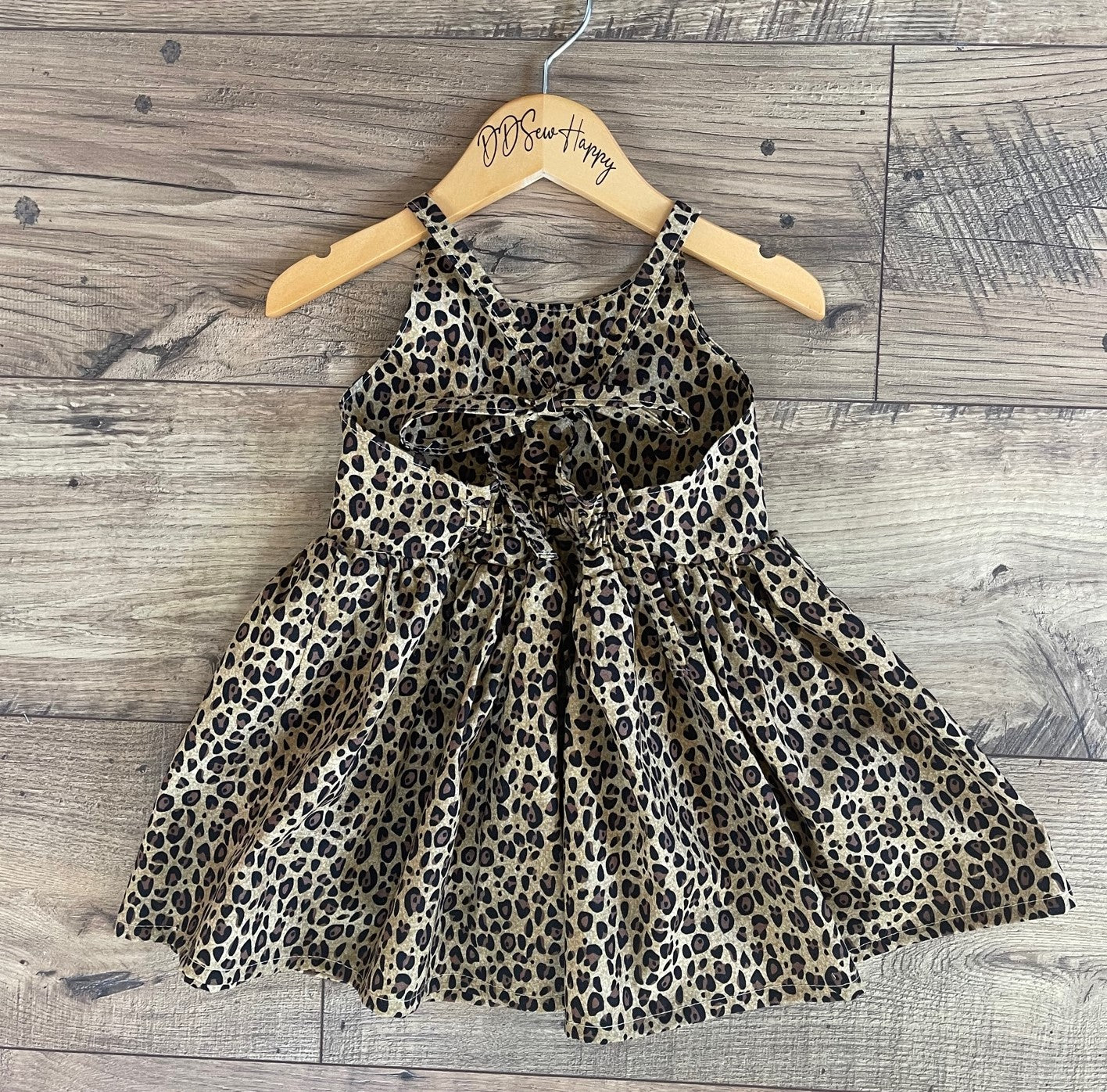 Girls Infant Toddler Leopard Cheetah Animal Skin Boho Sundress Twirl Dress tie back style