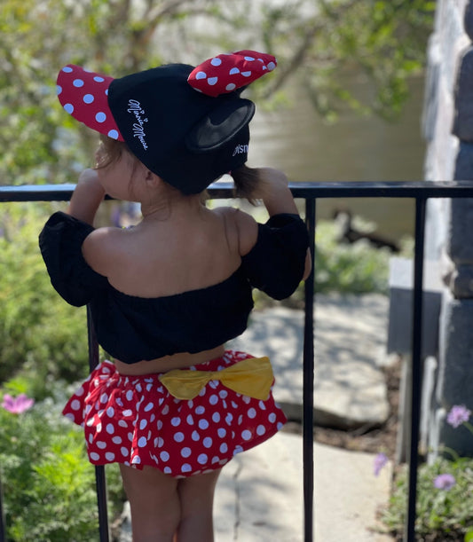 Girls Boho Clothing 2 Piece MINNIE MOUSE INSPIRED Outfit Off the Shoulder Top and Skirt