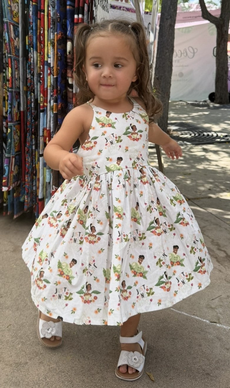 Girls Infant Toddler Princess TIANA *PRINCESS AND THE FROG* PRINCE NAVEEN Boho Sundress Dress tie back style