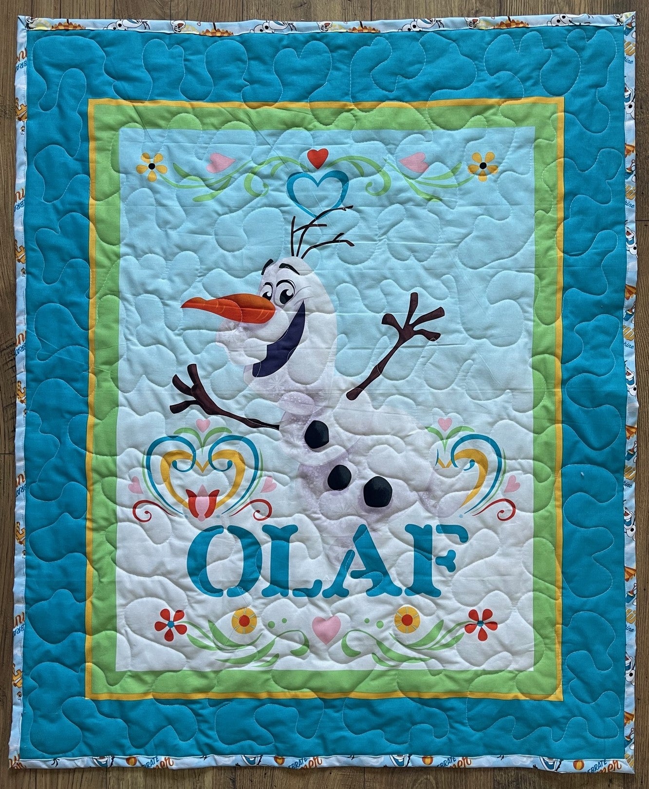 OLAF SNOWMAN I LOVE ALL THINGS WARM INSPIRED QUILTED BLANKET